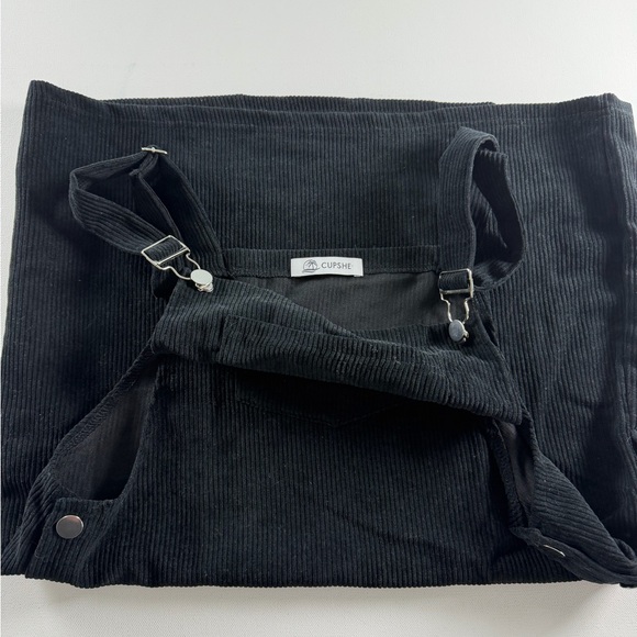 Women's Corduroy Mini Overall Dress - Cupshe-S-Black - Picture 9 of 9